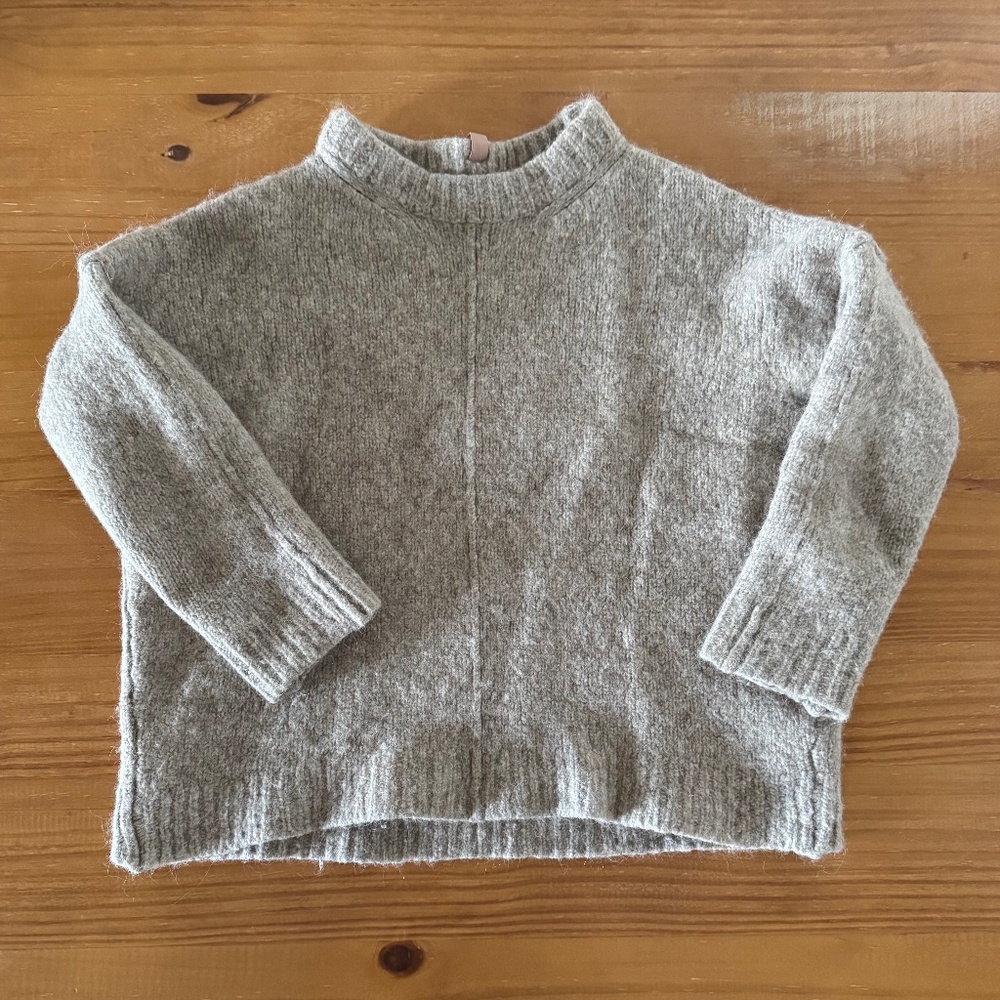 Lunya Wool Blend, Exposed Seams, Sweater, Boxy, Drop Shoulder, Oatmeal, Medium